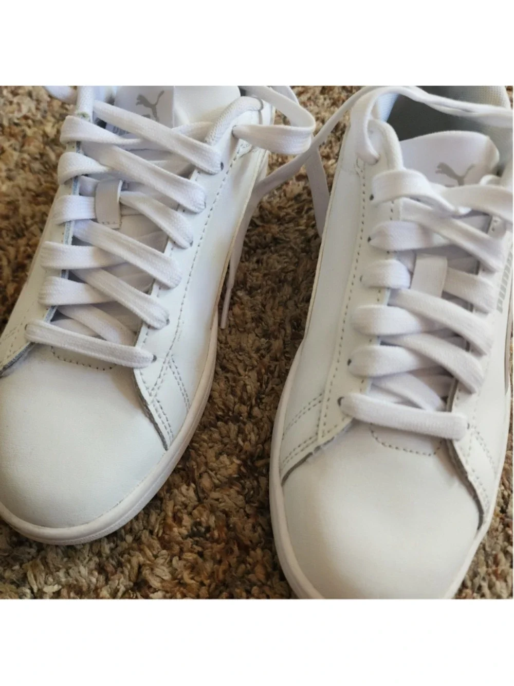 Puma Smash 3.0 Leather White Sneakers Women's 5.5 / 4Y Like New‎